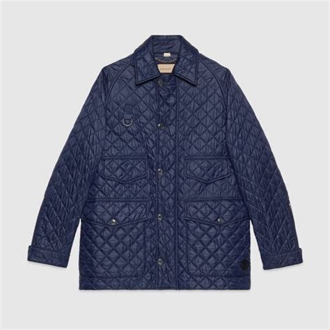 gucci nylon men& 39|Quilted matte nylon coat in blue .